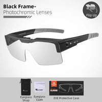 Photochromic Cycling Sunglasses Flip Up Lenses Polarized Glasses Fit Over Myopia MTB Road Bike