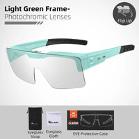 Photochromic Cycling Sunglasses Flip Up Lenses Polarized Glasses Fit Over Myopia MTB Road Bike