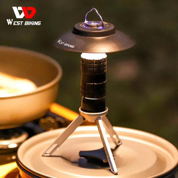 WEST BIKING Portable Multifunction Camping Light USB Rechargeable 3 Lighting Modes Tent Lantern Outdoor Flashlight Magnetic Base