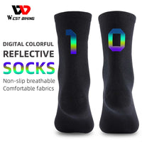 WEST BIKING Professional Cycling Socks Breathable Bicycle Racing Compression Socks Men Soccer Basketball Sports Reflective Socks