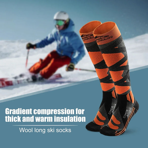 1Pair Ski Socks Cold Weather Socks for Snowboarding Snow Thermal Knee-high Warm Socks Hunting