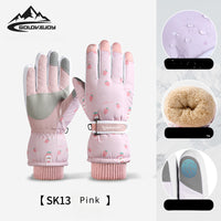 Ski Gloves Women Warm Padded Outdoor Waterproof Anti-skid Riding Gloves Full Finger Touch Screen SK13