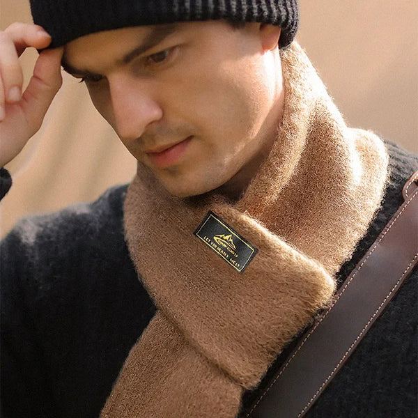 High Quality Men Scarf Winter Imitation Mohair Cashmere Muffler  Outdoor Leisure Warm Knit Soft Simple Shawl Male Japanese Teen