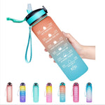 1L Portable Sports Water Bottle with Straw Fitness Cycling Bike Gym Travel Drinking Water Bottle Cup Jug with Time Marker