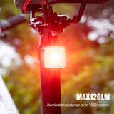 100 Lumen Bike Lights Smart Brake Sensing Rear Lamp USB Charge Waterproof Headlight and Tail Light Sets