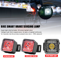 100 Lumen Bike Lights Smart Brake Sensing Rear Lamp USB Charge Waterproof Headlight and Tail Light Sets