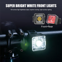 100 Lumen Bike Lights Smart Brake Sensing Rear Lamp USB Charge Waterproof Headlight and Tail Light Sets