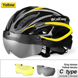 Cycling Bicycle Helmet with Goggles Lens Visor Road Bike MTB Motorcycle Helmet Safely Cap for Men Women Ultralight Integrally-molded