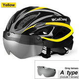 Cycling Bicycle Helmet with Goggles Lens Visor Road Bike MTB Motorcycle Helmet Safely Cap for Men Women Ultralight Integrally-molded