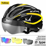 Cycling Bicycle Helmet with Goggles Lens Visor Road Bike MTB Motorcycle Helmet Safely Cap for Men Women Ultralight Integrally-molded