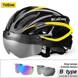 Cycling Bicycle Helmet with Goggles Lens Visor Road Bike MTB Motorcycle Helmet Safely Cap for Men Women Ultralight Integrally-molded