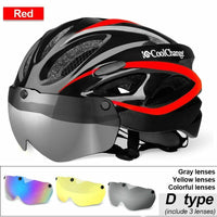 Cycling Bicycle Helmet with Goggles Lens Visor Road Bike MTB Motorcycle Helmet Safely Cap for Men Women Ultralight Integrally-molded