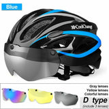 Cycling Bicycle Helmet with Goggles Lens Visor Road Bike MTB Motorcycle Helmet Safely Cap for Men Women Ultralight Integrally-molded