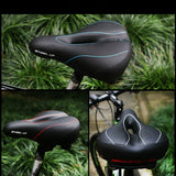 Leather MTB Road Bike Saddle Bicycle Seats Cushion With Tail Lights Warning Light Soft Comfortable Shockproof Breathable