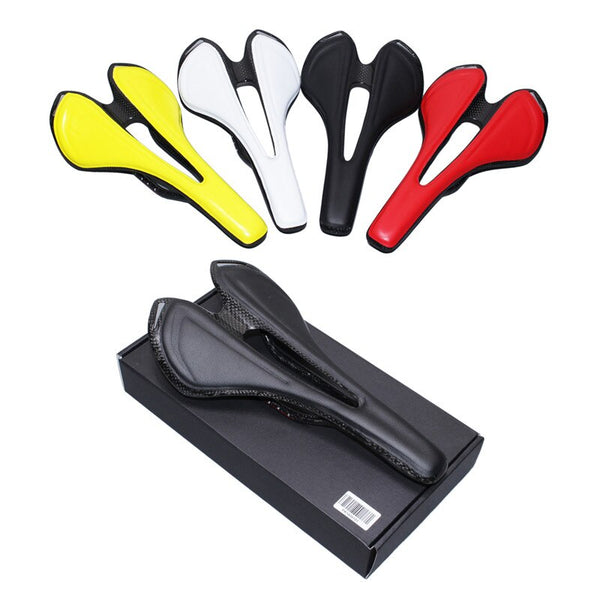 Ergonomics Leather + Carbon Fiber Bicycle Saddle Mountain Road Bike Saddle Seat Cushion Ultralight Comfortable