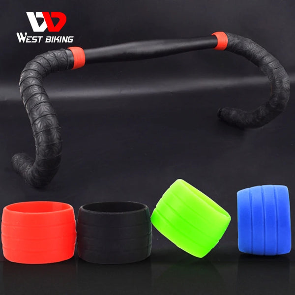 2pcs Silicone Bicycle Handlebar Tape Fixed Ring Road Bike Plugs Anti-Skip Rubber Waterproof