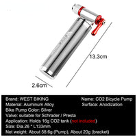 Portable Aluminum Alloy Bicycle Pump Air CO2 Quick Inflator Cycling MTB Road Bike Pump Schrader Presta Valve Mini Bike Pump Ultralight