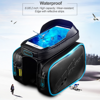 Cycling Bicycle Bag Bike Front Frame Top Tube Bag 6.2 In Cell Phone Touch Screen Bag Holder Waterproof Double Pouch MTB Road Bike Accessories