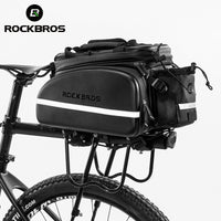 ROCKBROS Bicycle Carrier Bag MTB Road Bike Rack Bag Trunk Pannier Cycling Multifunctional Large Capacity Travel Bag With Rain Cover