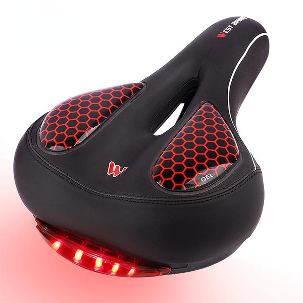 GEL Bicycle Saddle with Cycling Taillight MTB Road Bike Saddles Seat Cushion Thicken Wide Comfortable Hollow