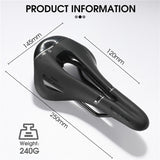 Cycling Bicycle Saddle MTB Mountain Road Bike Seat Cushion Pad PU Leather Gel Filled Comfortable Shockproof Breathable