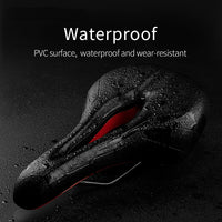 Bicycle Saddle w/ Taillight MTB Road Bike Saddle Seat Cushion PVC Leather Waterproof Hollow Soft Comfortable Breathable