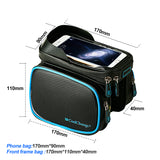 Cycling Bicycle Bag Bike Front Frame Top Tube Bag 6.2 In Cell Phone Touch Screen Bag Holder Waterproof Double Pouch MTB Road Bike Accessories