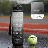 1L Portable Sports Water Bottle with Straw Fitness Cycling Bike Gym Travel Drinking Water Bottle Cup Jug with Time Marker