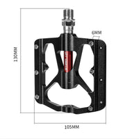 3 Bearings Bicycle Pedals Mountain Road Bike Pedals Platform Flat Alloy 9/16" Pedals Non-Slip