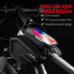 Waterproof Bike Frame Bag Front Top Tube Bag 6.2 Inch Touch Screen Phone Bag Holder Bicycle Double Pouch Bag Cycling Accessories