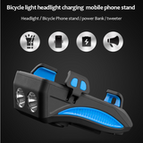 4 in 1 Bicycle Bike Light Flashlight Highlight Phone Holder Power Bank Electronic Horn Bell 2000/4000mAh Cycling