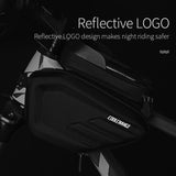 Waterproof Bike Frame Bag Front Top Tube Bag 6.2 Inch Touch Screen Phone Bag Holder Bicycle Double Pouch Bag Cycling Accessories