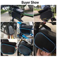 Cycling Bicycle Bag Bike Front Frame Top Tube Bag 6.2 In Cell Phone Touch Screen Bag Holder Waterproof Double Pouch MTB Road Bike Accessories