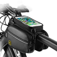 Bicycle Front Frame Bag Cell Phone Bag Holder Large Capacity MTB Bike Bag With Waterproof Cover Touch Screen Top Tube Bag Cycling Accessories