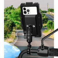 360 Rotatable Aluminum Alloy Motorcycle Bicycle Bike Phone Holder Touch Screen Waterproof Cell Mobil Phone Bracket Stand Mount Support Universal