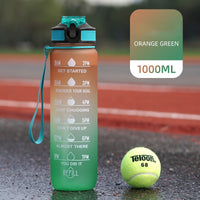 1L Portable Sports Water Bottle with Straw Fitness Cycling Bike Gym Travel Drinking Water Bottle Cup Jug with Time Marker