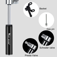 Aluminum Alloy Portable Mini Bicycle Hand Pump Air Pump AV/FV Ball Tyre Inflator MTB Mountain Road Bike Pump