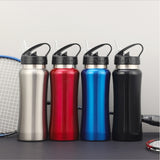 304 Stainless steel Sports Water Bottle with Straw Fitness Cycling Bike Gym Travel Drinking Water Bottle Cup Jug