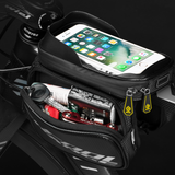 Cycling Bicycle Bag Bike Front Frame Top Tube Bag 6.2 In Cell Phone Touch Screen Bag Holder Waterproof Double Pouch MTB Road Bike Accessories