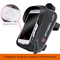 Fingerprint Recognition Bicycle Frame Bag Bike Cell Mobile Phone Bag Holder Front Top Tube Bag TPU Touch Screen 6.0 inch Waterproof