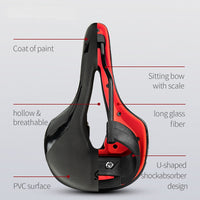 Bicycle Saddle w/ Taillight MTB Road Bike Saddle Seat Cushion PVC Leather Waterproof Hollow Soft Comfortable Breathable