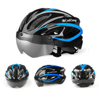 Cycling Bicycle Helmet with Goggles Lens Visor Road Bike MTB Motorcycle Helmet Safely Cap for Men Women Ultralight Integrally-molded