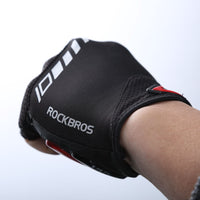 RockBros Cycling Gloves Bicycle Bike Motorcycle Sport Short Gloves Half Finger Silicone Gel Thickened Pad SBR Shockproof Breathable