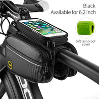 Bicycle Front Frame Bag Cell Phone Bag Holder Large Capacity MTB Bike Bag With Waterproof Cover Touch Screen Top Tube Bag Cycling Accessories