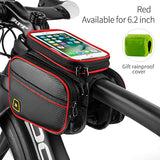 Bicycle Front Frame Bag Cell Phone Bag Holder Large Capacity MTB Bike Bag With Waterproof Cover Touch Screen Top Tube Bag Cycling Accessories