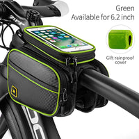 Bicycle Front Frame Bag Cell Phone Bag Holder Large Capacity MTB Bike Bag With Waterproof Cover Touch Screen Top Tube Bag Cycling Accessories