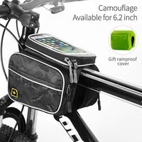 Bicycle Front Frame Bag Cell Phone Bag Holder Large Capacity MTB Bike Bag With Waterproof Cover Touch Screen Top Tube Bag Cycling Accessories