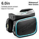 Cycling Bicycle Bag Bike Front Frame Top Tube Bag 6.2 In Cell Phone Touch Screen Bag Holder Waterproof Double Pouch MTB Road Bike Accessories