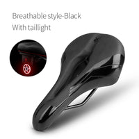 Bicycle Saddle w/ Taillight MTB Road Bike Saddle Seat Cushion PVC Leather Waterproof Hollow Soft Comfortable Breathable