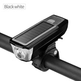 Solar Energy Bike Headlight Headlamp Waterproof USB Rechargable Torch Cycling Horn Light Night Riding Safety Bicycle Bell Light